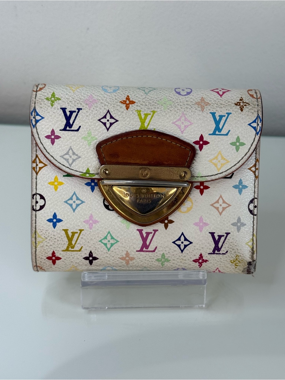 Louis Vuitton Monogram White Murakami Joey Wallet Tri-Fold